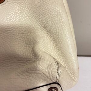 Coach Elegant White and Tan Leather Tote Bag